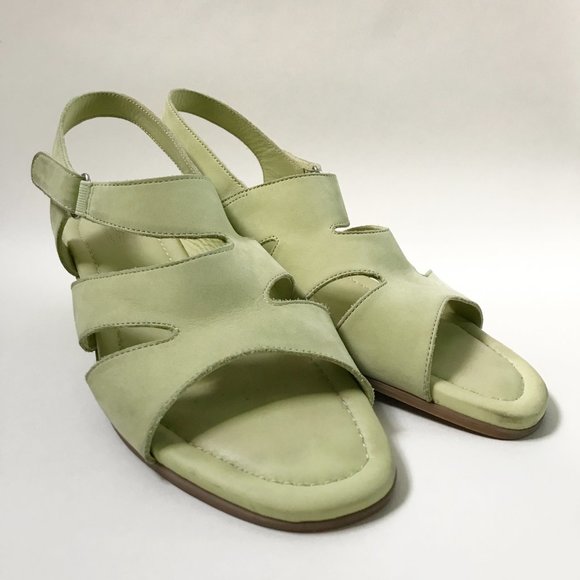 Sudini Shoes - Sudini Lime Green Open Toe Wedge Sandals